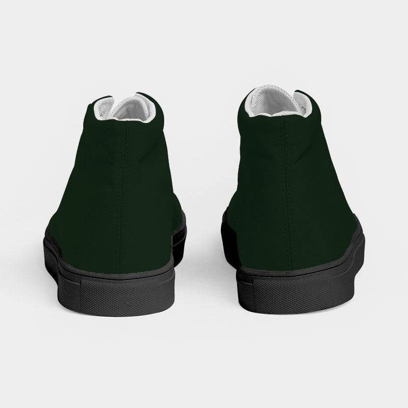 Deep Fully-Muted Green Men's High-Top Canvas Sneakers (G-FM-DE) - Back