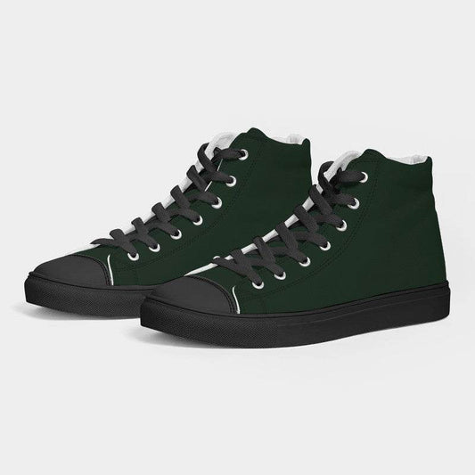 Deep Fully-Muted Green Women's High-Top Canvas Sneakers (G-FM-DE) - Side 3
