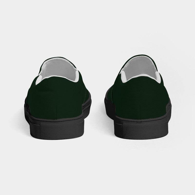 Deep Fully-Muted Green Women's Slip-On Canvas Sneakers (G-FM-DE) - Back