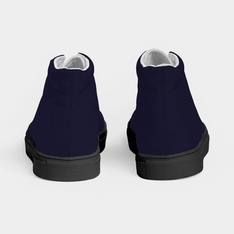 Deep Fully-Muted Indigo Men's High-Top Canvas Sneakers (PUI2-FM-DE) - Back