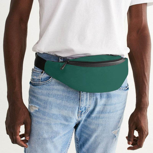 Deep Medium Blue-Green Belt Bag (BG-ME-DE) - Man Front CloseUp