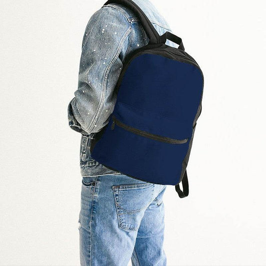Deep Medium Blue Canvas Backpack (IB1-ME-DE) - Man Back CloseUp