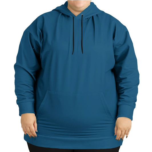 Deep Medium Blue Hoodie PLUS (B-ME-DE) - Woman Front PLUS