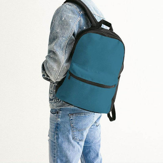 Deep Medium Cyan Canvas Backpack (BC2-ME-DE) - Man Back CloseUp