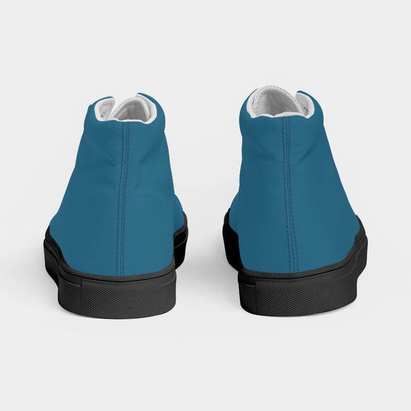 Deep Medium Cyan Women's High-Top Canvas Sneakers (BC1-ME-DE) - Back