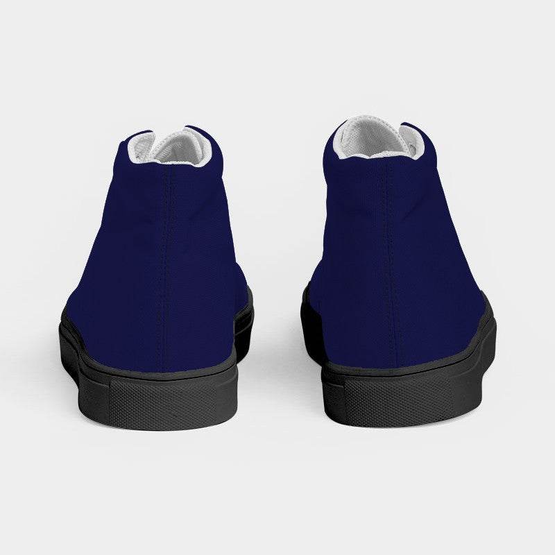 Deep Medium Indigo Men's High-Top Canvas Sneakers (PUI3-ME-DE) - Back