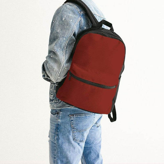 Deep Medium Red Canvas Backpack (R-ME-DE) - Man Back CloseUp