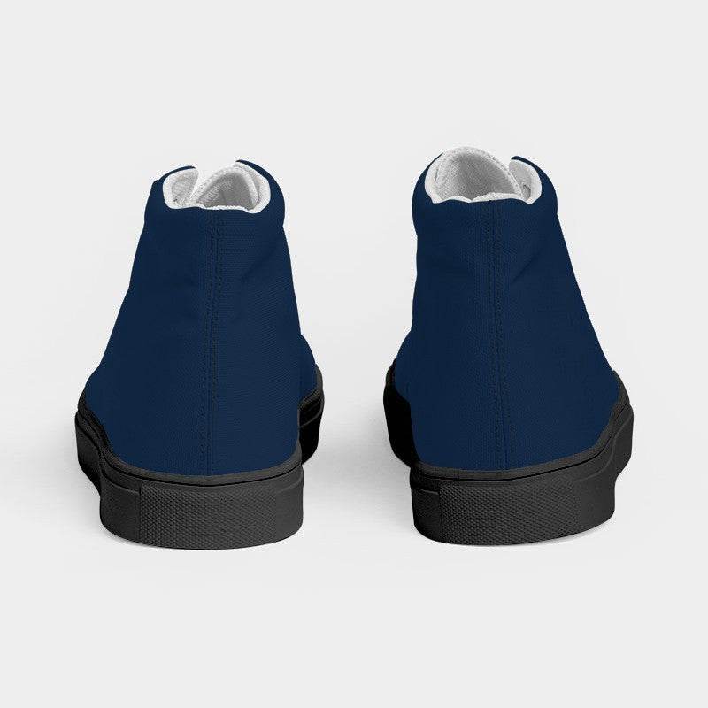Deep Muted Blue Women's High-Top Canvas Sneakers (IB2-MU-DE) - Back