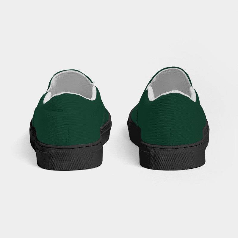 Deep Muted Green Men's Slip-On Canvas Sneakers (BGG2-MU-DE) - Back