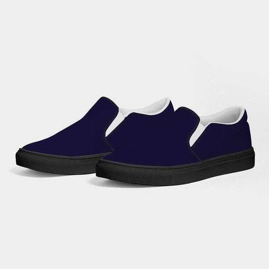 Deep Muted Indigo Women's Slip-On Canvas Sneakers (PUI2-MU-DE) - Side 3