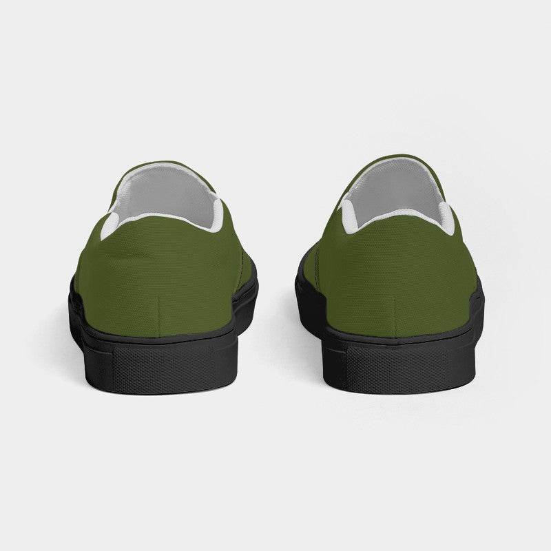 Deep Muted Lime Men's Slip-On Canvas Sneakers (L-MU-DE) - Back