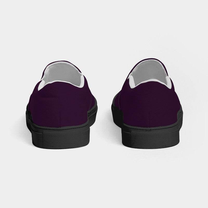 Deep Muted Magenta Women's Slip-On Canvas Sneakers (M-MU-DE) - Back