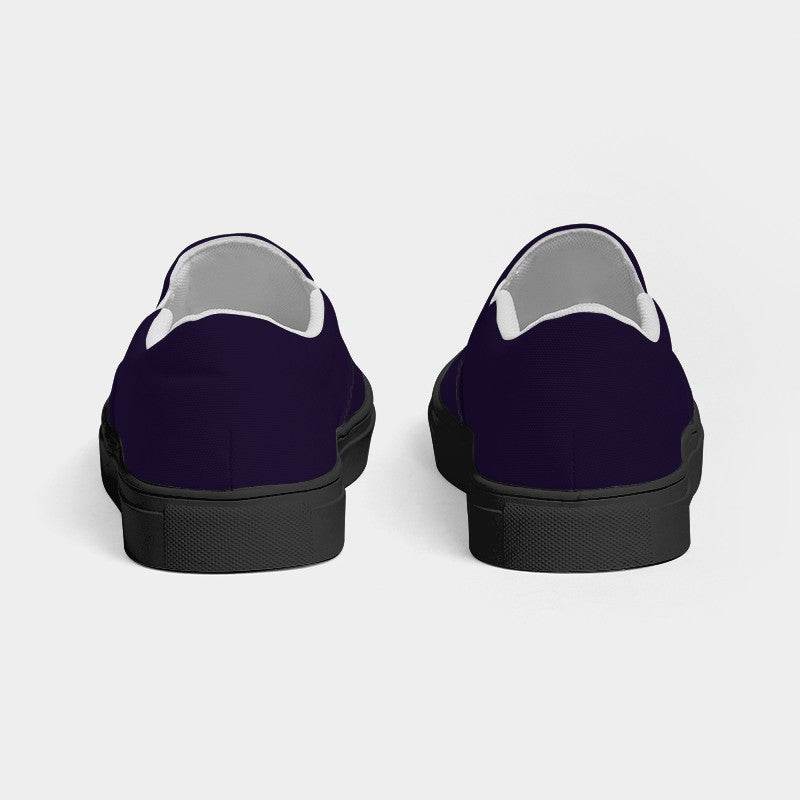 Deep Muted Purple Men's Slip-On Canvas Sneakers (PU-MU-DE) - Back