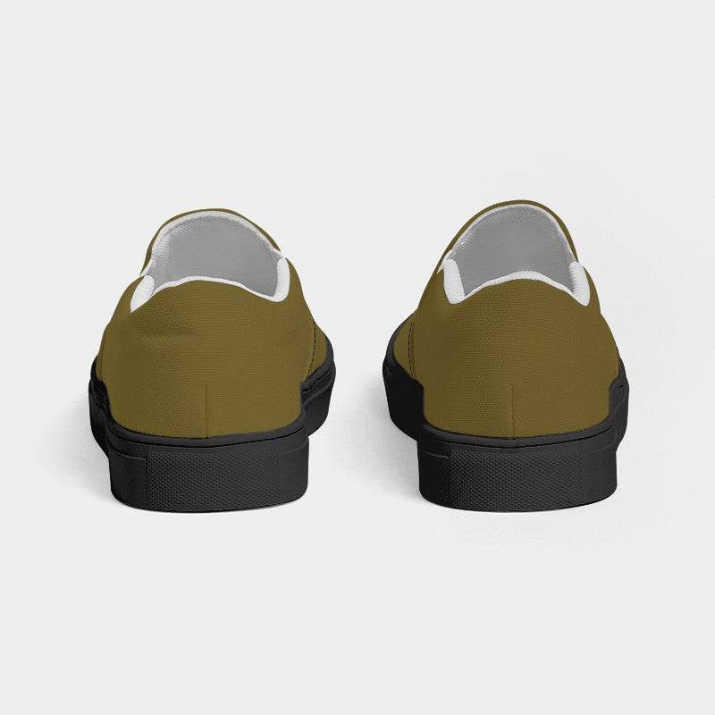 Deep Muted Yellow Women's Slip-On Canvas Sneakers (Y-MU-DE) - Back