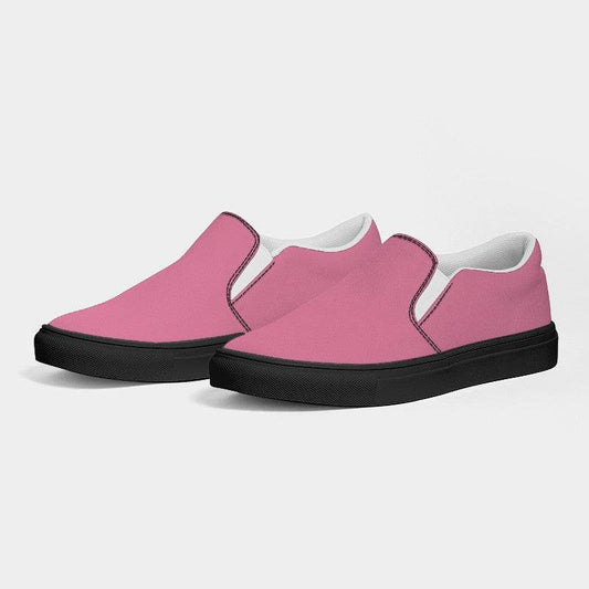 Flamingo Pink Men's Slip-On Canvas Sneakers (PI-MU-LG) - Side 3