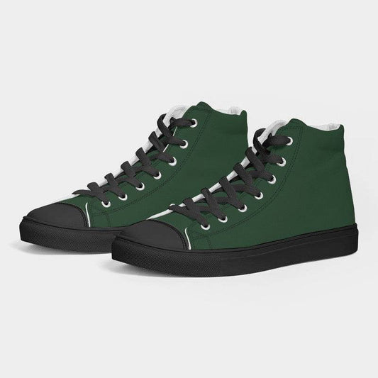 Hunter Green Women's High-Top Canvas Sneakers (G-FM-DA) - Side 3