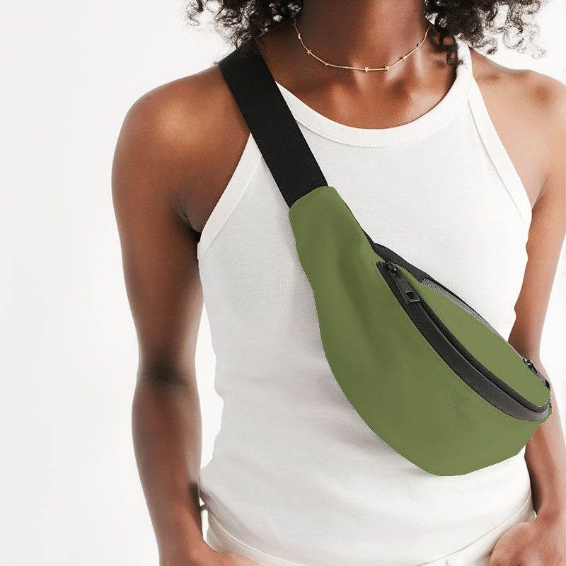 Khaki Green Belt Bag (L-MU-MD) - Woman Front CloseUp