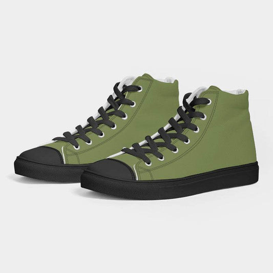 Khaki Green Women's High-Top Canvas Sneakers (L-MU-MD) - Side 3