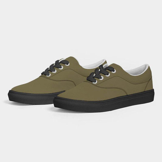 Khaki Olive Men's Canvas Sneakers (Y-FM-MD) - Side 3