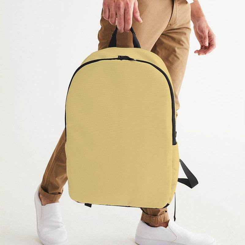 Khaki Waterproof Backpack (Y-MU-LG) - Man Holding CloseUp