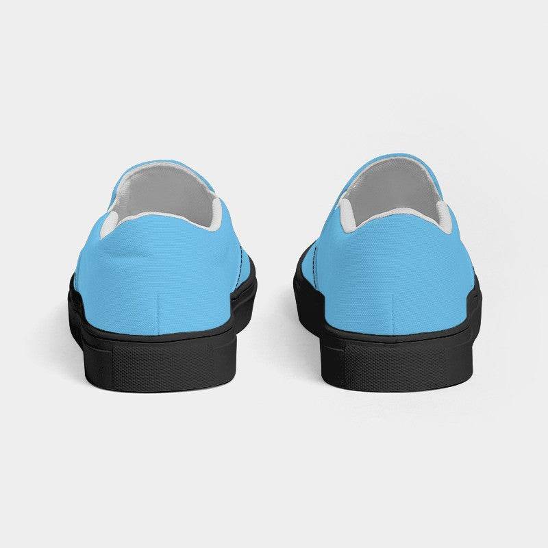 Light Clear Cyan Men's Slip-On Canvas Sneakers (BC1-CL-LI) - Back