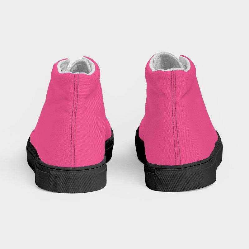 Light Clear Pink Women's High-Top Canvas Sneakers (PI-CL-LI) - Back