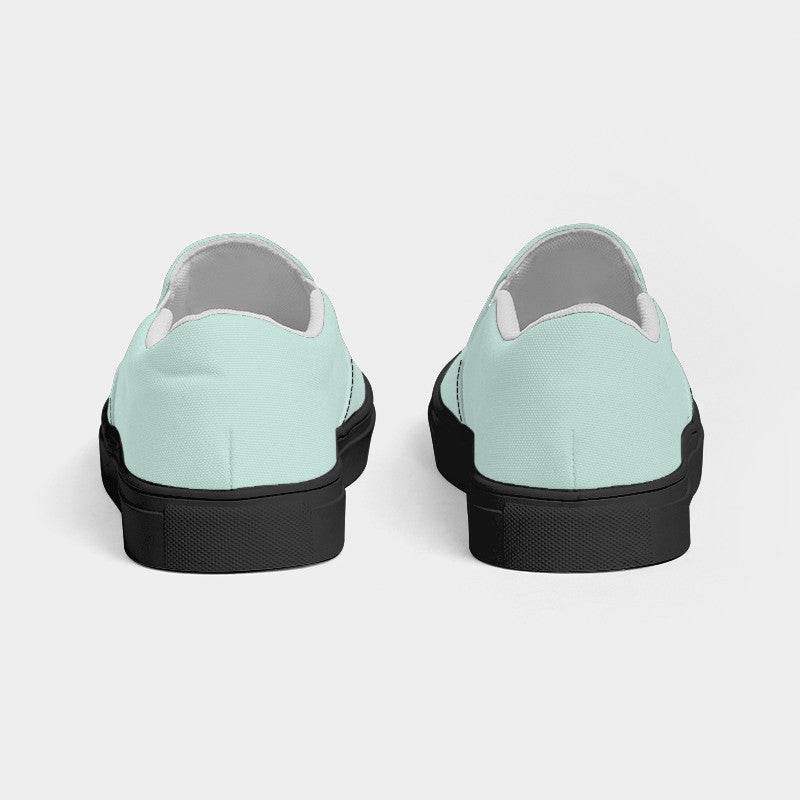 Light Fully-Muted Blue-Green Women's Slip-On Canvas Sneakers (BG-FM-LI) - Back