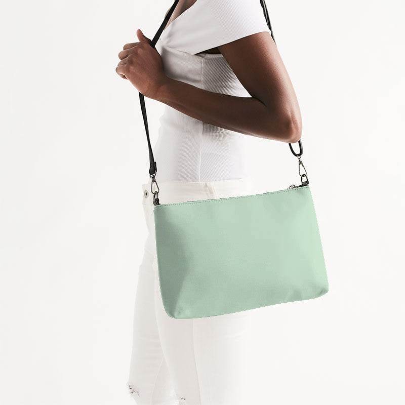 Light Fully-Muted Green Zip Pouch (G-FM-LI) - Side CloseUp