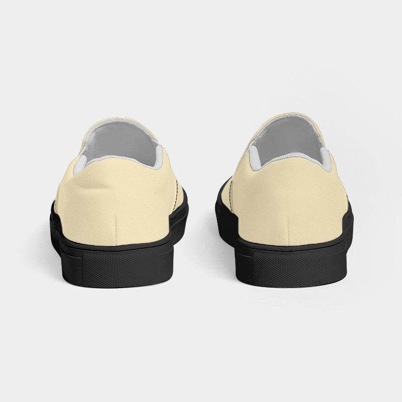 Light Fully-Muted Yellow Women's Slip-On Canvas Sneakers (Y-FM-LI) - Back