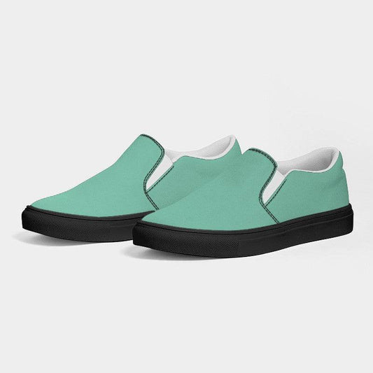 Light Medium Blue-Green Men's Slip-On Canvas Sneakers (BGG1-ME-LI) - Side 3
