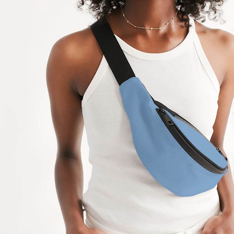 Light Medium Blue Belt Bag (IB3-ME-LI) - Woman Front CloseUp