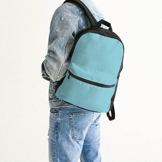 Light Medium Cyan Canvas Backpack (C-ME-LI) - Man Back CloseUp