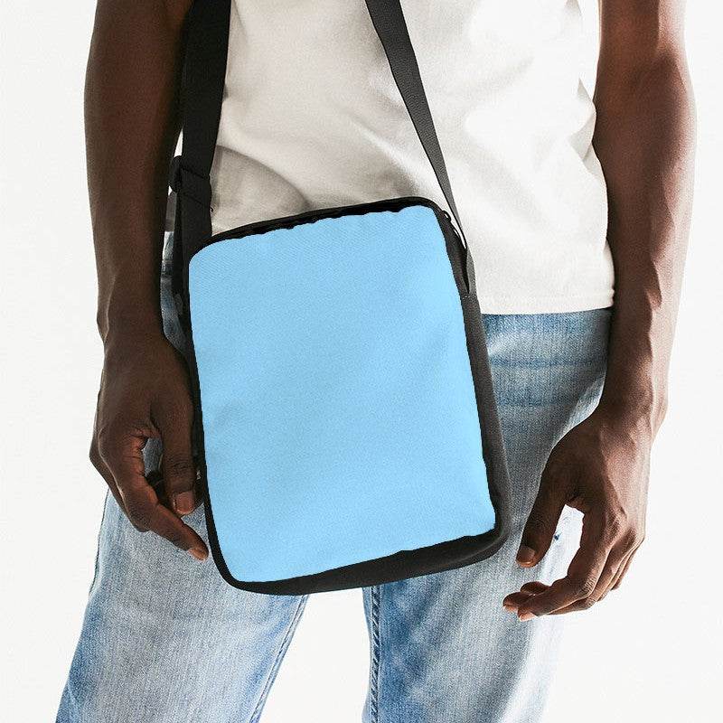 Light Medium Cyan Messenger Pouch (BC1-ME-LI) - Man Front CloseUp