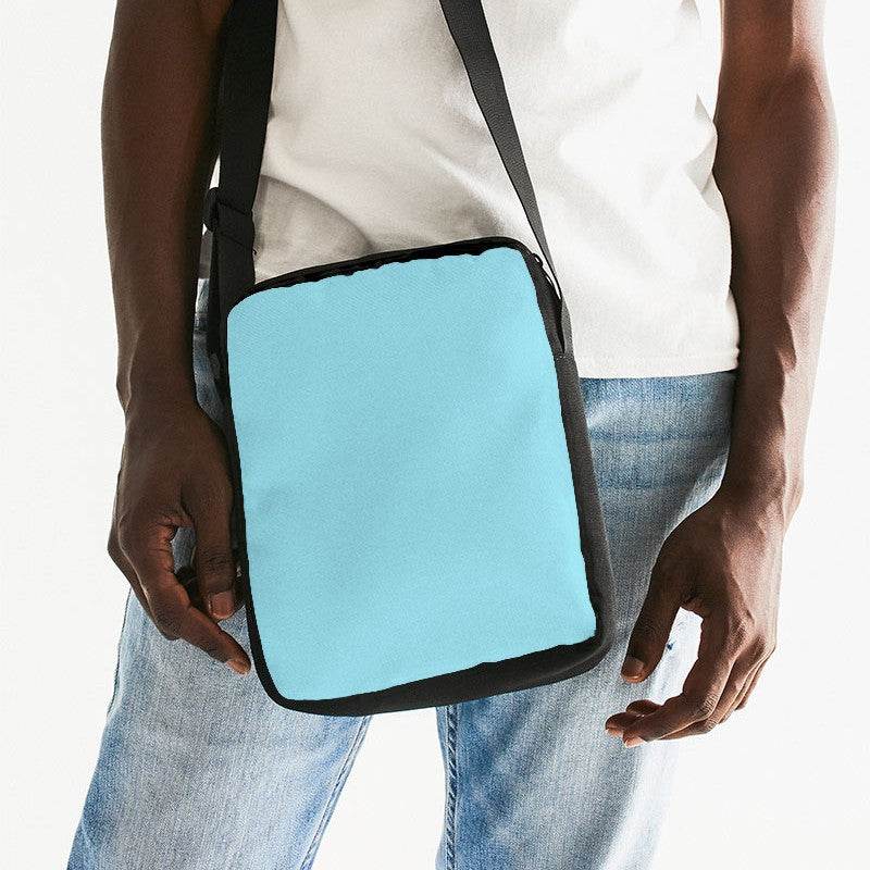 Light Medium Cyan Messenger Pouch (C-ME-LI) - Man Front CloseUp