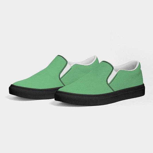 Light Medium Green Women's Slip-On Canvas Sneakers (G-ME-LI) - Side 3