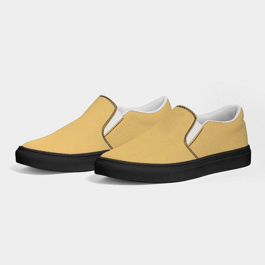Light Medium Yellow Men's Slip-On Canvas Sneakers (YO1-ME-LI) - Side 3