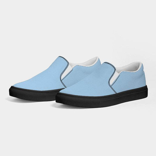 Light Muted Blue Men's Slip-On Canvas Sneakers (B-MU-LI) - Side 3
