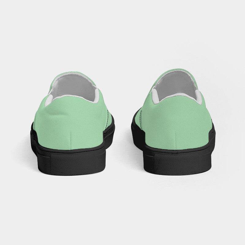 Light Muted Green Men's Slip-On Canvas Sneakers (G-MU-LI) - Back