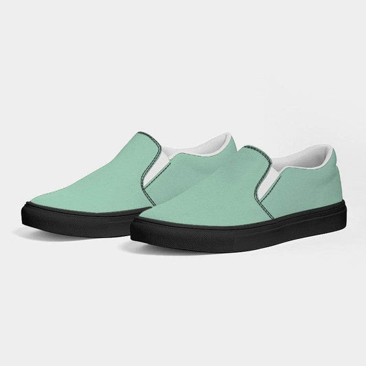 Light Muted Green Women's Slip-On Canvas Sneakers (BGG2-MU-LI) - Side 3