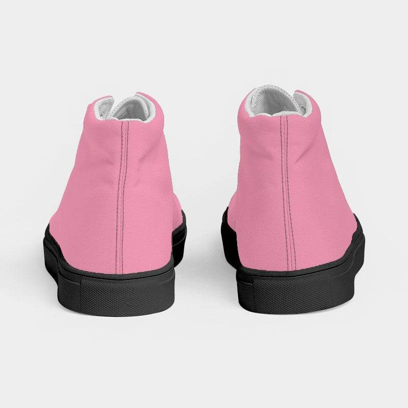 Light Muted Pink Women's High-Top Canvas Sneakers (PI-MU-LI) - Back