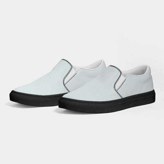 Light Neutral Blue-Green Men's Slip-On Canvas Sneakers (CBG2-NE-LI) - Side 3