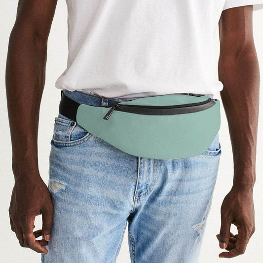 Lightened Fully-Muted Blue-Green Belt Bag (BG-FM-LG) - Man Front CloseUp