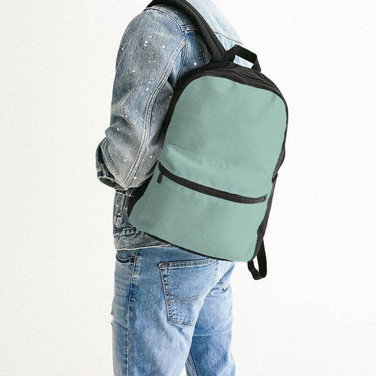 Lightened Fully-Muted Blue-Green Canvas Backpack (BG-FM-LG) - Man Back CloseUp