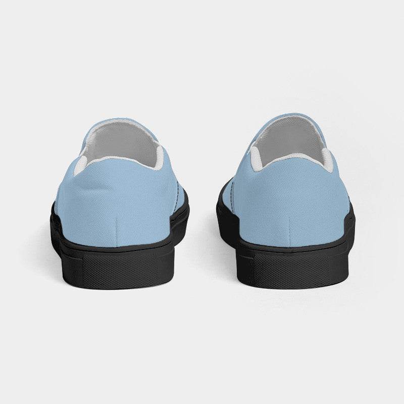 Lightened Fully-Muted Blue Men's Slip-On Canvas Sneakers (B-FM-LG) - Back