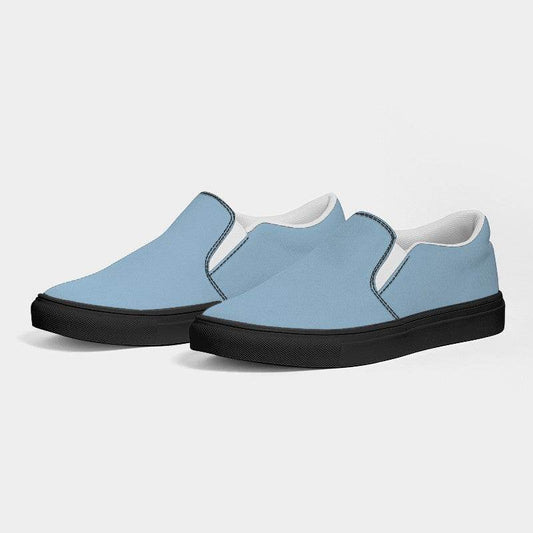 Lightened Fully-Muted Blue Men's Slip-On Canvas Sneakers (B-FM-LG) - Side 3