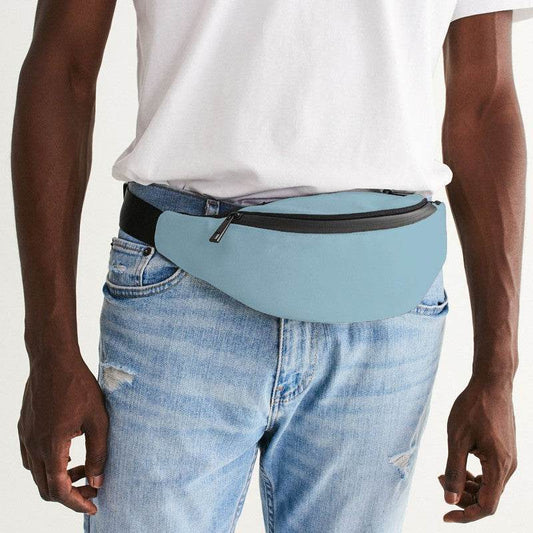 Lightened Fully-Muted Cyan Belt Bag (BC2-FM-LG) - Man Front CloseUp
