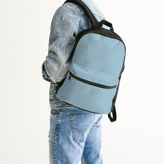 Lightened Fully-Muted Cyan Canvas Backpack (BC2-FM-LG) - Man Back CloseUp