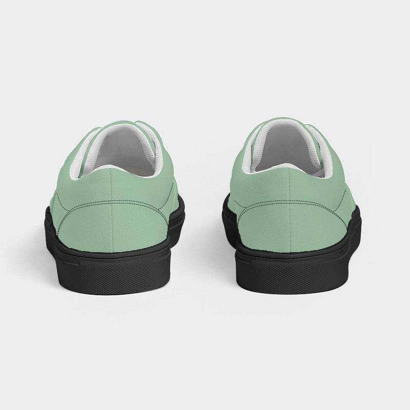 Lightened Fully-Muted Green Women's Canvas Sneakers (G-FM-LG) - Back