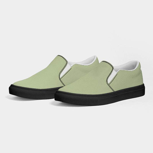 Lightened Fully-Muted Lime Men's Slip-On Canvas Sneakers (L-FM-LG) - Side 3