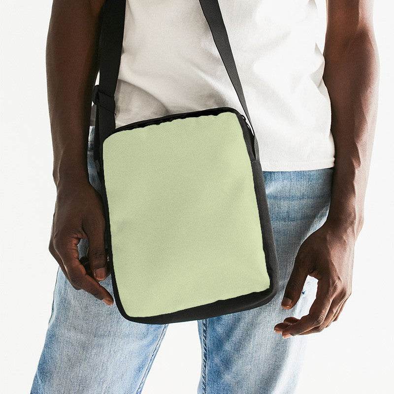 Lightened Fully-Muted Lime Messenger Pouch (L-FM-LG) - Man Front CloseUp